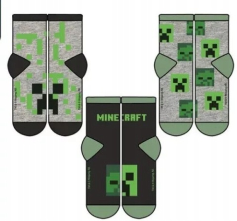 Skarpety skarpetki MINECRAFT CREEPER skarpetki chłopięce 3-pak 35/38 Skarpety skarpetki MINECRAFT CREEPER skarpetki chłopięce 3-pak 35/38