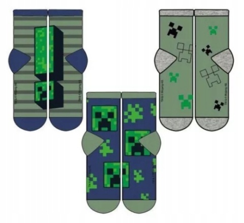 Skarpety skarpetki MINECRAFT CREEPER skarpetki chłopięce 3-pak 35/38