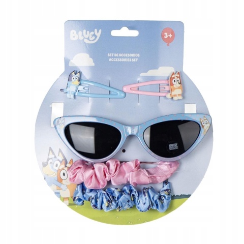 Bingo i Bluey okulary przeciwsłoneczne spinki gumki Blue frotki