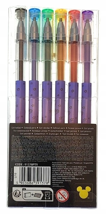 Długopisy żelowe brokatowe Lilo i Stitch Stich 6 sztuk
