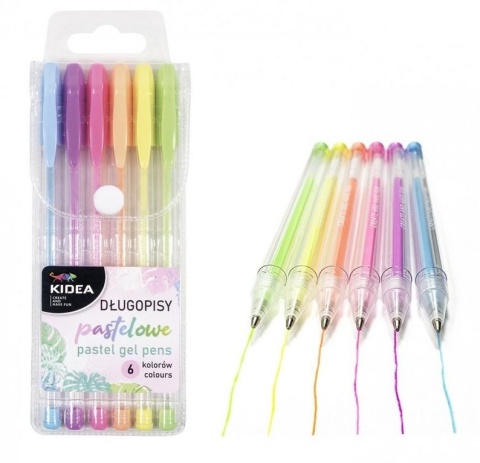 Długopisy żelowe pastelowe KIDEA 6 szt
