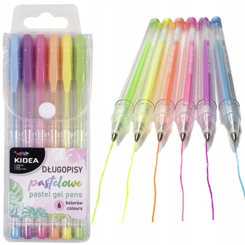 Długopisy żelowe pastelowe KIDEA 6 szt