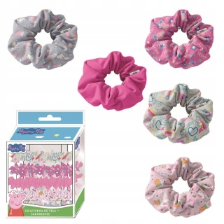 Gumki frotki do włosów scrunchies Świnka Peppa 5 SZT