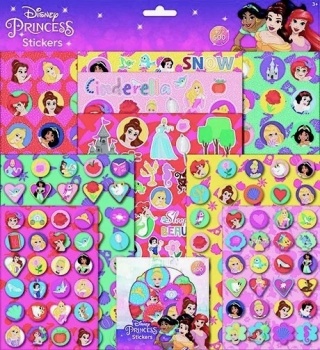 Naklejki metaliczne wypukłe Disney Księżniczki Syrenka Aladyn Bella 500 SZT