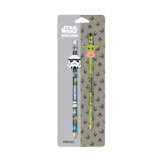Ołówek z gumką Star Wars Mandalorian Baby Yoda Grogu szturmowiec 2 szt
