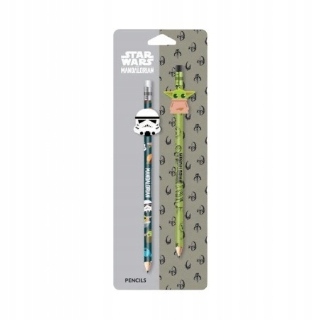 Ołówek z gumką Star Wars Mandalorian Baby Yoda Grogu szturmowiec 2 szt Ołówek z gumką Star Wars Mandalorian Baby Yoda Grogu szturmowiec 2 szt