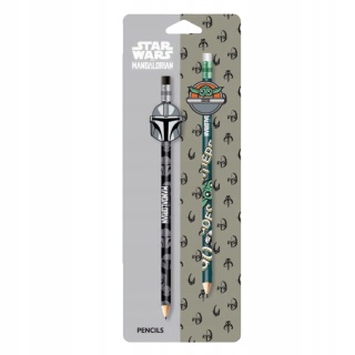 Ołówek z gumką figurka Star Wars Mandalorian Baby Yoda Grogu 2 szt