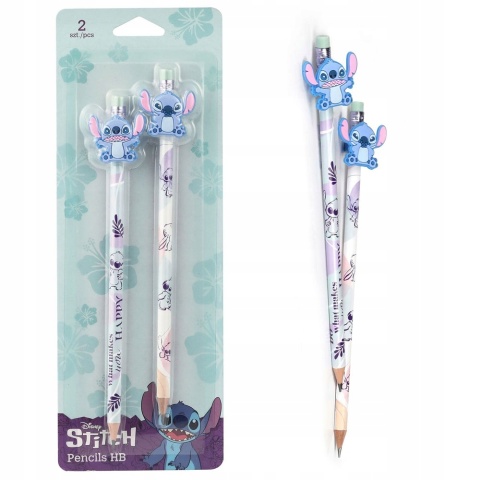 Ołówek z gumką i toperem Stitch Lilo I Stich happy 2 szt
