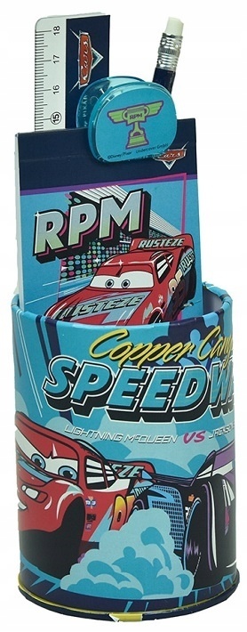 Organizer na biurko linijka ołówek notesik gumka AUTA ZYGZAK MCQUEEN 7 el