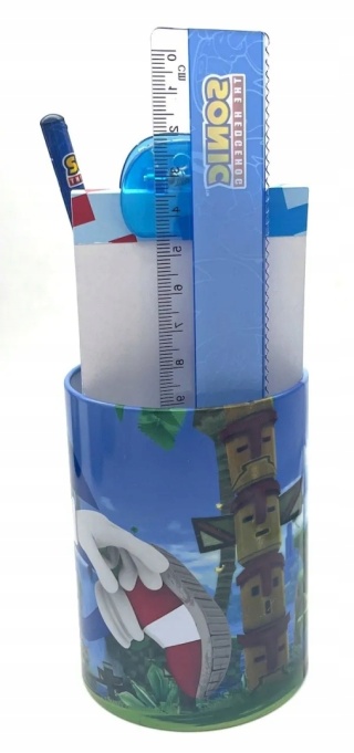 Organizer na biurko linijka ołówek notesik temperówka gumka SONIC 7 el