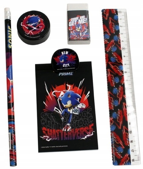 Organizer na biurko linijka ołówek notesik temperówka gumka SONIC 7 el