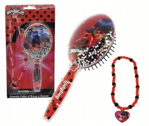 Szczotka do włosów z ruchomymi cekinami korale Biedronka i Czarny Kot