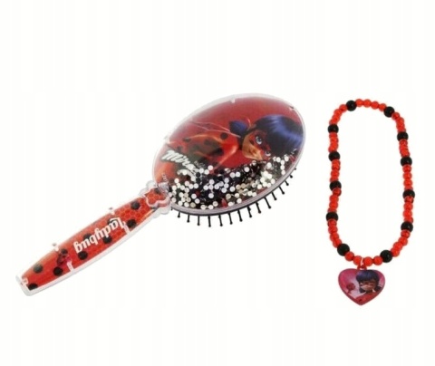 Szczotka do włosów z ruchomymi cekinami korale Biedronka i Czarny Kot