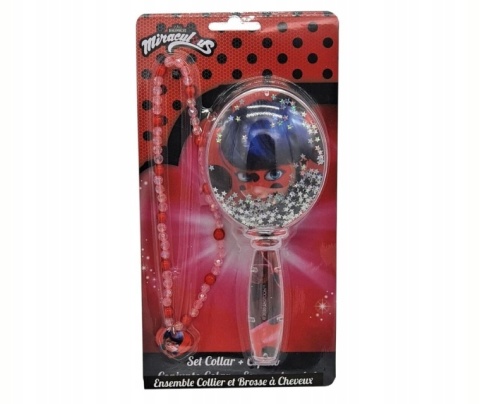 Szczotka do włosów z ruchomymi cekinami korale Biedronka i Czarny Kot