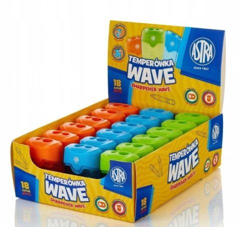 Temperówka strugaczka podwójna z pojemnikiem Astra Wave Temperówka strugaczka podwójna z pojemnikiem Astra Wave