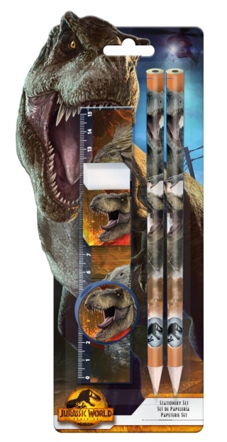Zestaw 5 el ołówek linijka gumka temperówka dinozaury Park Jurajski
