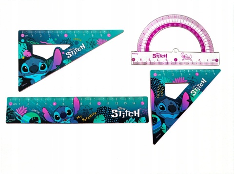 Zestaw geometryczny 4 elementy linijka ekierka kątomierz LILO I STITCH