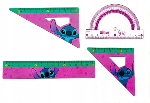 Zestaw geometryczny 4 elementy linijka ekierka kątomierz LILO I STITCH