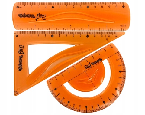 Zestaw geometryczny elastyczny 3 elementy linijka 15 cm ekierka kątomierz