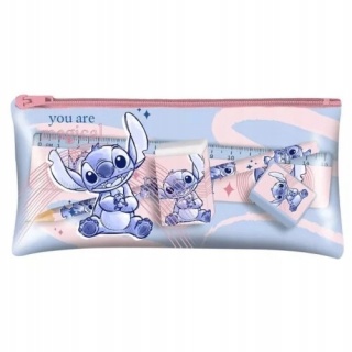 Zestaw linijka ołówek saszetka temperówka ołówek Lilo I Stitch