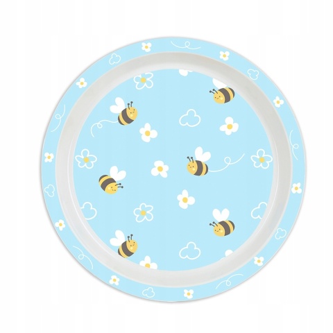 Zestaw śniadaniowy miska talerzyk sztućce łyżka widelec Pszczoła kwiaty