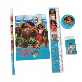 Zestaw szkolny 5el ołówek linijka gumka temperówka notes Vaiana Disney