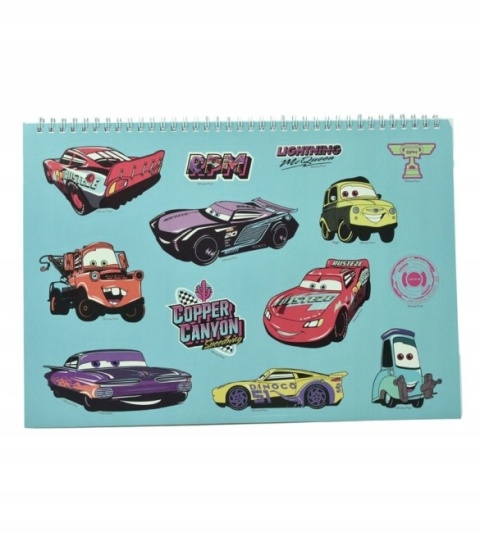 AUTA Zygzak McQueen szkicownik kolorowanki na spirali naklejki A4 40 k