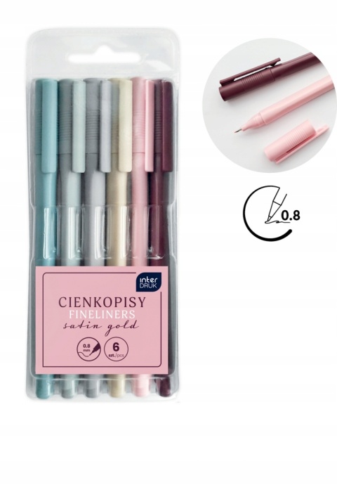 Cienkopis pisaki INTERDRUK gold satin 0,8 mm zestaw 6 szt Cienkopis pisaki INTERDRUK gold satin 0,8 mm zestaw 6 szt