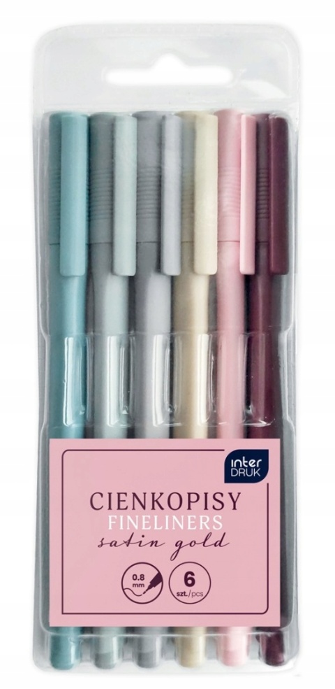 Cienkopis pisaki INTERDRUK gold satin 0,8 mm zestaw 6 szt Cienkopis pisaki INTERDRUK gold satin 0,8 mm zestaw 6 szt