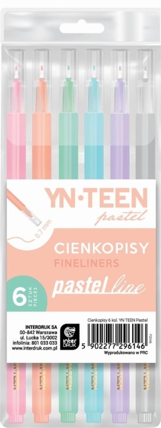 Cienkopis pisaki INTERDRUK pastel teen 0,7 mm zestaw 6 szt