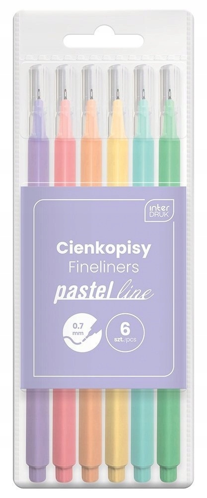 Cienkopis pisaki INTERDRUK pastel teen 0,7 mm zestaw 6 szt Cienkopis pisaki INTERDRUK pastel teen 0,7 mm zestaw 6 szt