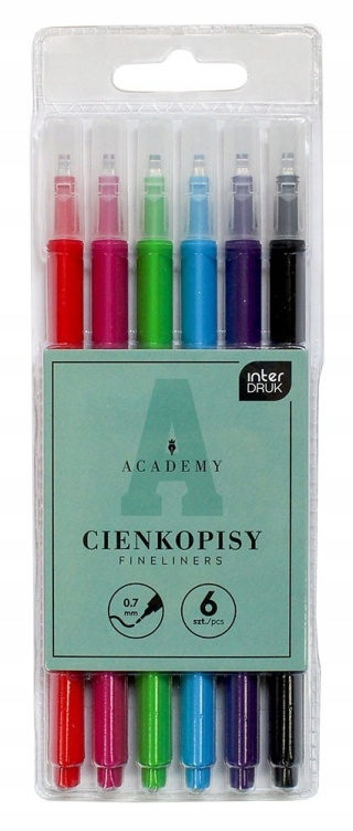 Cienkopis pisaki czerwony zielony niebieski INTERDRUK Academy 0,7 mm 6 szt