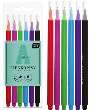 Cienkopis pisaki czerwony zielony niebieski INTERDRUK Academy 0,7 mm 6 szt