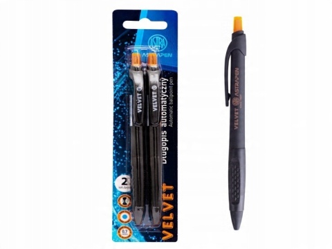Długopis automatyczny z gumowym uchwytem ASTRA Velvet 0,7mm niebieski 2szt