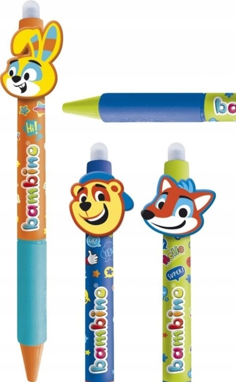 Długopis wymazywalny ścieralny St. Majewski bambino królik lis miś 3 szt