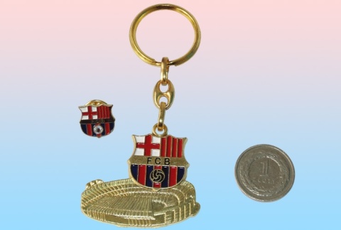 FC BARCELONA Barca brelok breloczek zawieszka do kluczy + przypinka metal