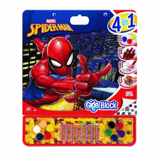 Giga kolorowanka zestaw kreatywny kredki farby naklejki SPIDERMAN