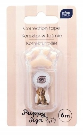 Korektor w taśmie 6 m myszka Puppy łapka kot pies Interdruk 1 szt