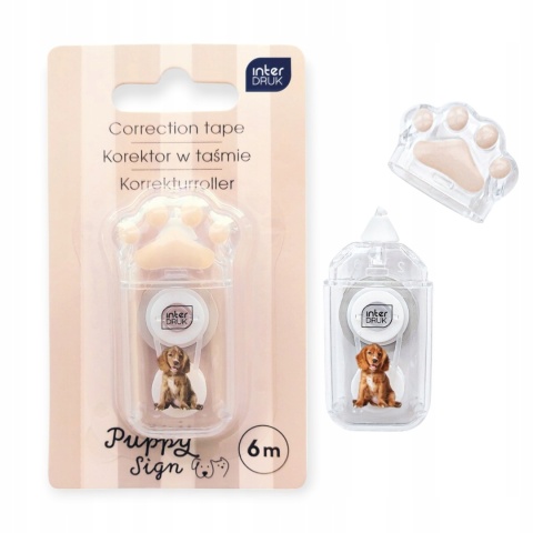 Korektor w taśmie 6 m myszka Puppy łapka kot pies Interdruk 1 szt