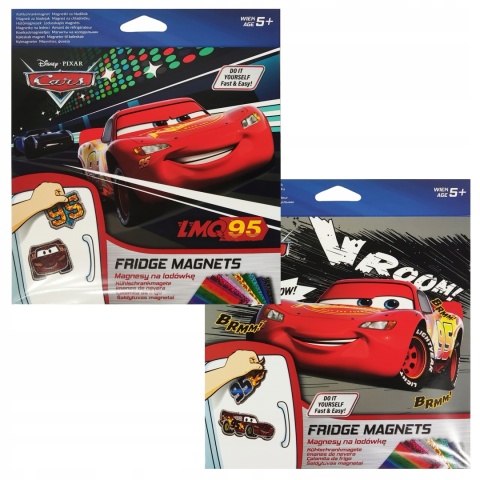 Magnesy do tablicy magnetycznej na lodówkę hand made Auta Cars Zygzak 4szt