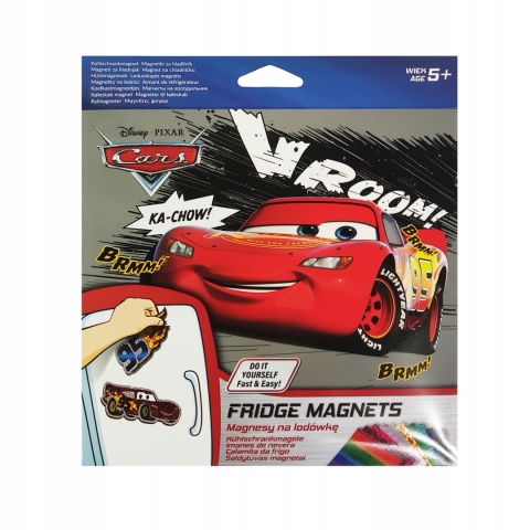 Magnesy do tablicy magnetycznej na lodówkę hand made Auta Cars Zygzak 4szt