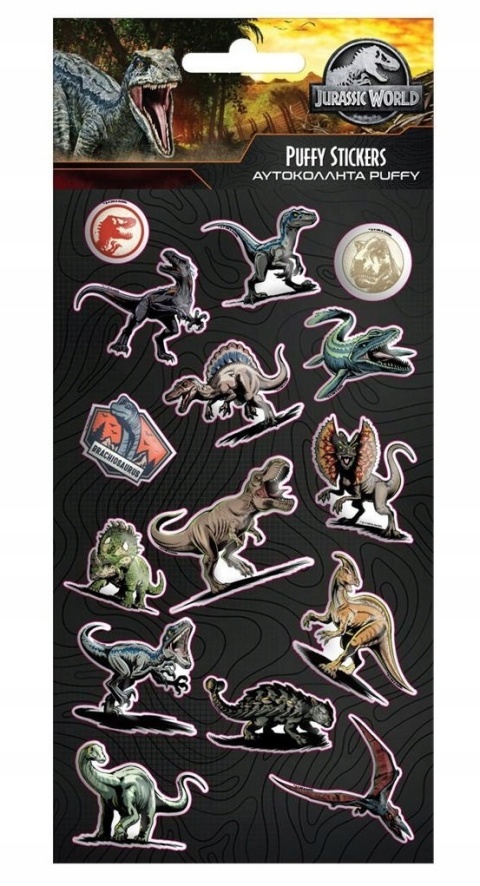 Naklejki nalepki wypukłe puffy Park Jurajski Jurassic World Naklejki nalepki wypukłe puffy Park Jurajski Jurassic World