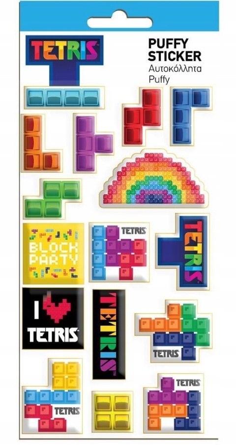 Naklejki nalepki wypukłe puffy TETRIS KLOCKI
