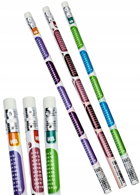 Ołówek HB z gumką z tabliczką mnożenia 2 szt