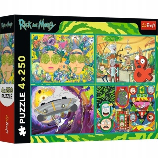 Puzzle Rick i Morty Zakręcony świat 4w1 4 x 250 el 4x250 13338