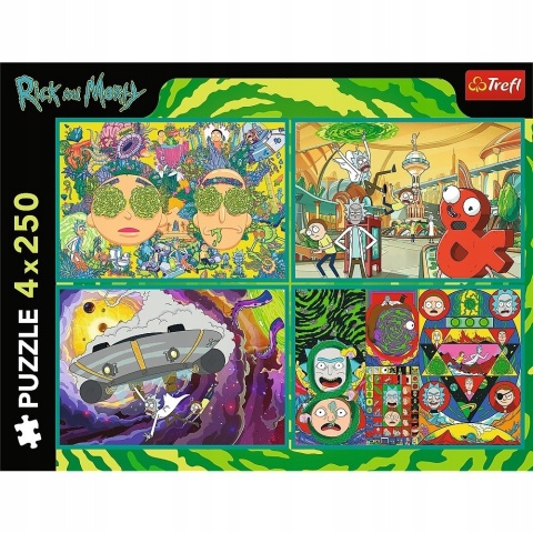 Puzzle Rick i Morty Zakręcony świat 4w1 4 x 250 el 4x250 13338