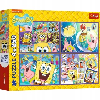 Puzzle Szalony świat SpongeBob Kanciastoporty 4w1 4 x 250 el 4x250 13342