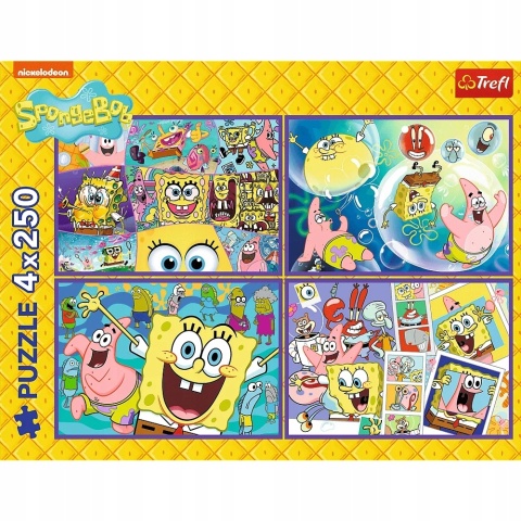 Puzzle Szalony świat SpongeBob Kanciastoporty 4w1 4 x 250 el 4x250 13342