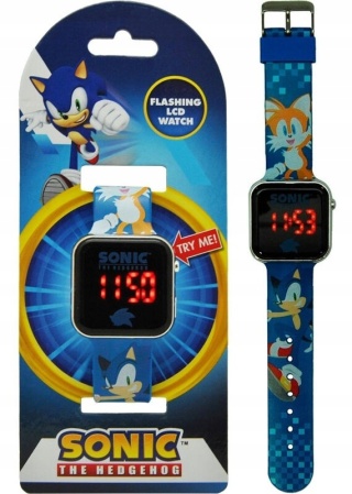 SONIC JEŻ niebieski w akcji zegarek cyfrowy LED
