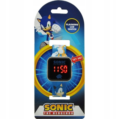 SONIC JEŻ niebieski w akcji zegarek cyfrowy LED
